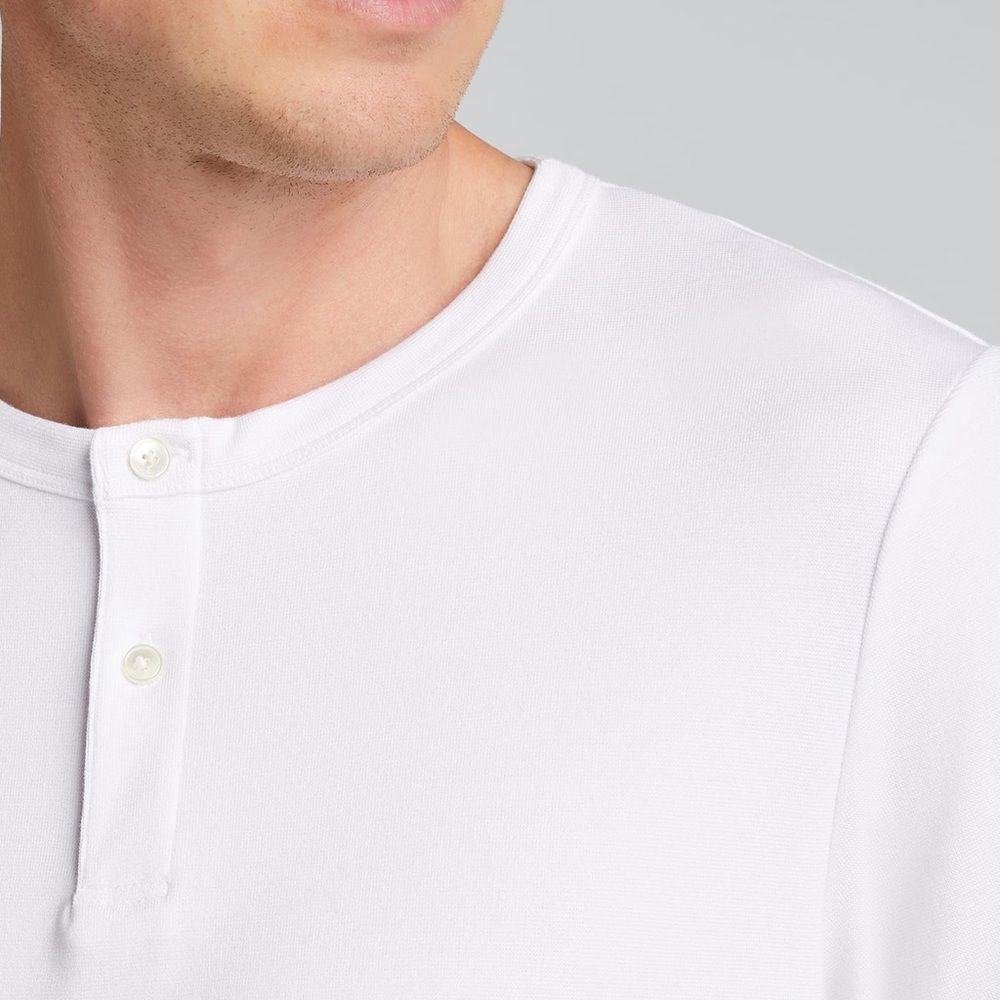 Theory Men’s Henley Shirt Size XXL Cloud White Stretch Cotton Preppy Classic